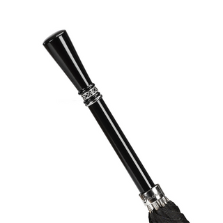 Luxury black gentlemen's automatic handmade Italian men's umbrella detail