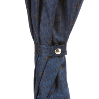 Gents manual navy leather handle handmade Italian classic umbrella top view