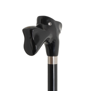Luxury black acetate handle automatic handmade Italian men's rain umbrella close-up