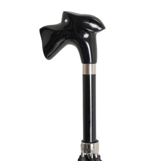 Luxury black acetate handle automatic handmade Italian men's rain umbrella detail