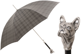 Check bulldog aluminum handle automatic handmade Italian men's umbrella front view