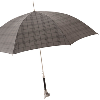 Check bulldog aluminum handle automatic handmade Italian men's umbrella side view