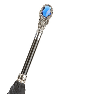 Black luxury blue gem handle Italian handmade men's umbrella canopy