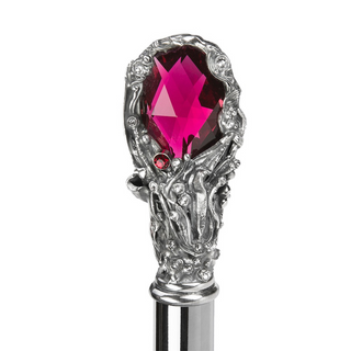 Black luxury red gem handle automatic Italian designer men's umbrella close-up