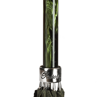 Green luxury silver lion handle handmade Italian men's umbrella detail
