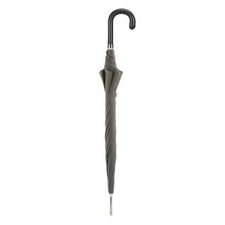 Grey leather handle durable polyester canopy handmade Italian men's umbrella close-up