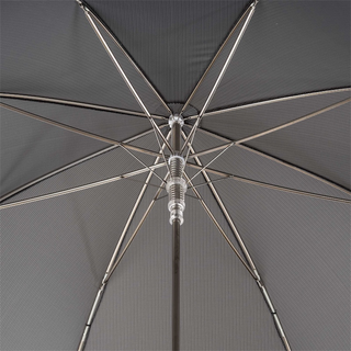 Grey leather handle durable polyester canopy handmade Italian men's umbrella top view