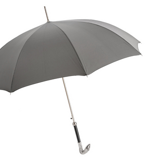 Snake head handle polyester canopy handmade Italian men's umbrella side view