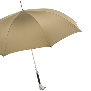 Silver eagle silver plated handle automatic Italian men's umbrella side view
