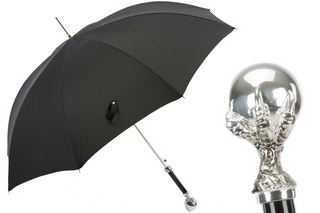 Black automatic brass claw handle designer Italian men's umbrella front view