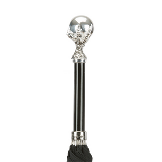 Black automatic brass claw handle designer Italian men's umbrella close-up