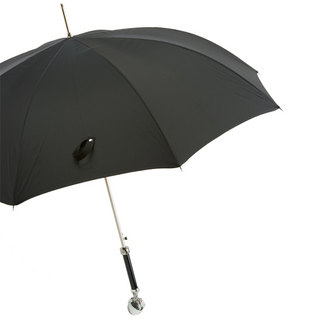 Black automatic brass claw handle designer Italian men's umbrella side view