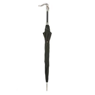 Black luxury snake handle automatic handmade Italian men's umbrella close-up