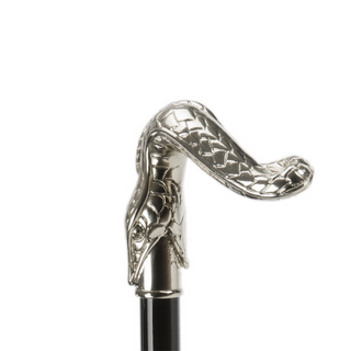 Black luxury snake handle automatic handmade Italian men's umbrella back view