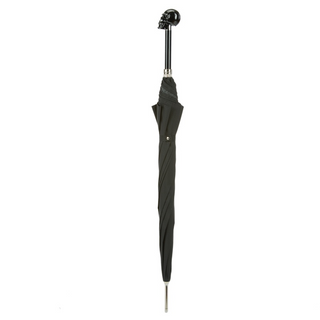 Black skull handle automatic polyester canopy handmade Italian luxury umbrella close-up