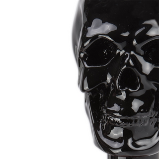 Black skull handle automatic polyester canopy handmade Italian luxury umbrella detail