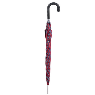 Gentleman striped leather handle water-resistant handmade Italian umbrella close-up