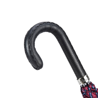 Gentleman striped leather handle water-resistant handmade Italian umbrella canopy