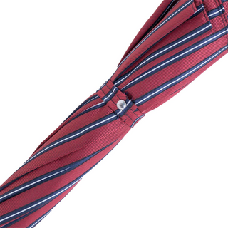 Gentleman striped leather handle water-resistant handmade Italian umbrella top view
