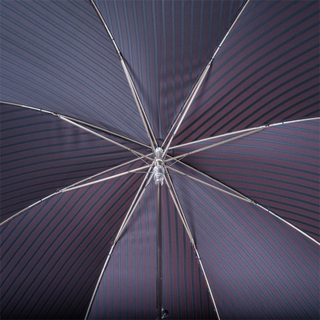 Gentleman striped leather handle water-resistant handmade Italian umbrella open