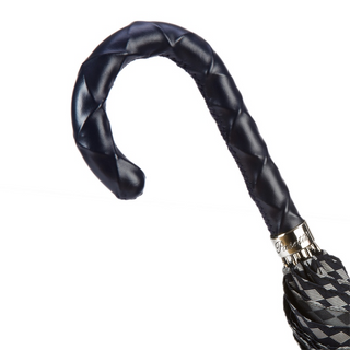 Luxury leather twisted handle handmade Italian men's rain umbrella detail