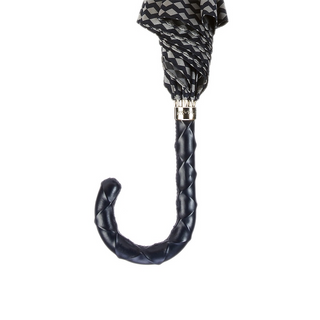 Luxury leather twisted handle handmade Italian men's rain umbrella canopy
