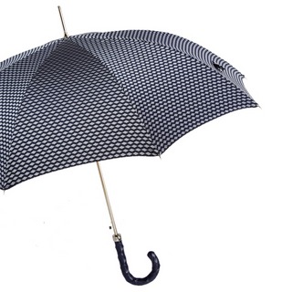 Luxury leather twisted handle handmade Italian men's rain umbrella side view