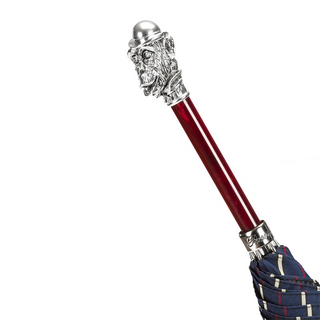 Striped silver monkey handle automatic handmade Italian men's umbrella canopy