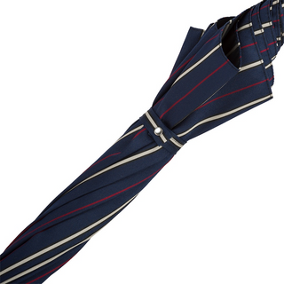 Striped silver monkey handle automatic handmade Italian men's umbrella top view