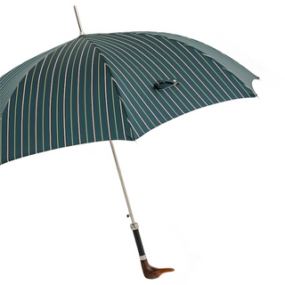Striped duck handle gift box handmade Italian men's umbrella side view