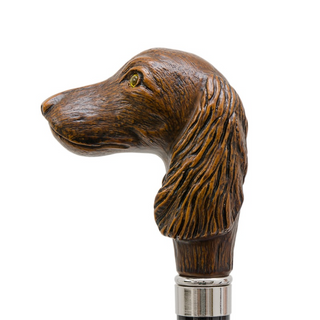 Striped automatic dog handle water-resistant handmade Italian umbrella detail