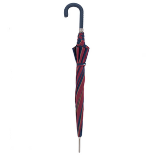 Classic navy leather handle durable handmade Italian men's umbrella close-up