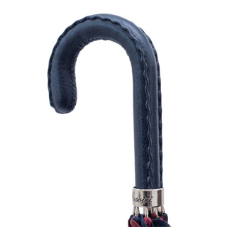 Classic navy leather handle durable handmade Italian men's umbrella detail