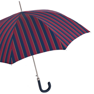 Classic navy leather handle durable handmade Italian men's umbrella side view