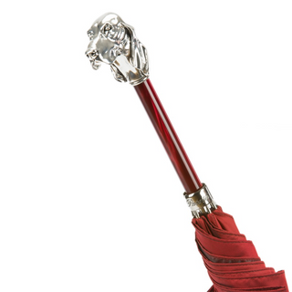 Red silver hound handle automatic handmade Italian luxury gift umbrella detail