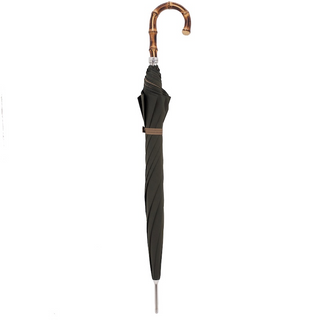 Automatic bicolor whangee handle water-resistant handmade Italian men's umbrella close-up