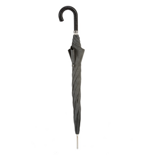 Luxury leather braided handle handmade Italian men's rain umbrella close-up