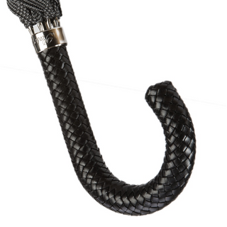 Luxury leather braided handle handmade Italian men's rain umbrella canopy