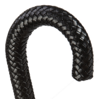 Luxury leather braided handle handmade Italian men's rain umbrella detail