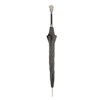 Luxury dog silver handle polyester canopy handmade Italian men's umbrella close-up