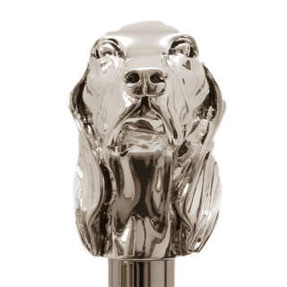 Luxury dog silver handle polyester canopy handmade Italian men's umbrella detail