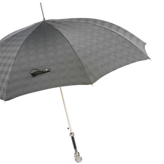 Luxury dog silver handle polyester canopy handmade Italian men's umbrella side view