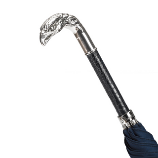 Navy silver eagle metal handle automatic handmade Italian men's umbrella open