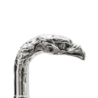 Navy silver eagle metal handle automatic handmade Italian men's umbrella close-up
