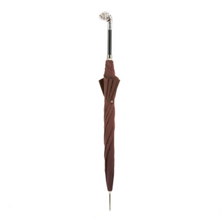 Silver bulldog metal handle automatic handmade Italian men's umbrella open