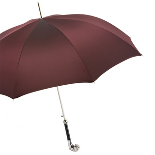 Silver bulldog metal handle automatic handmade Italian men's umbrella side view
