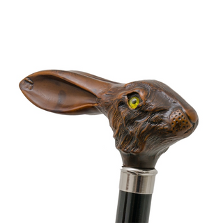 Italian automatic brown rabbit handle luxury men's umbrella detail