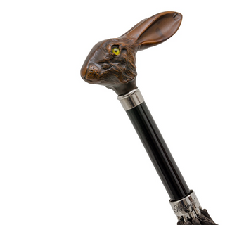 Italian automatic brown rabbit handle luxury men's umbrella canopy