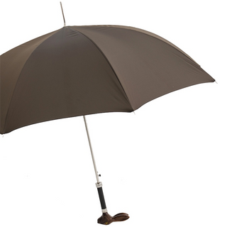 Italian automatic brown rabbit handle luxury men's umbrella side view