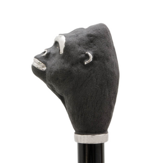 Gorilla enameled brass handle handmade Italian men's rain umbrella detail